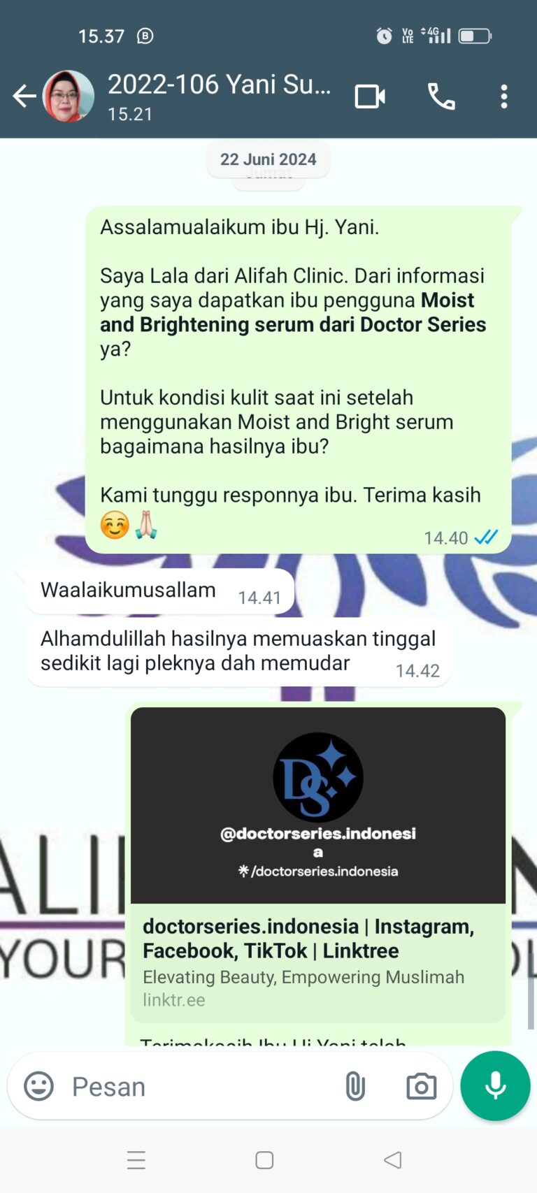 Testimoni moist & Bright